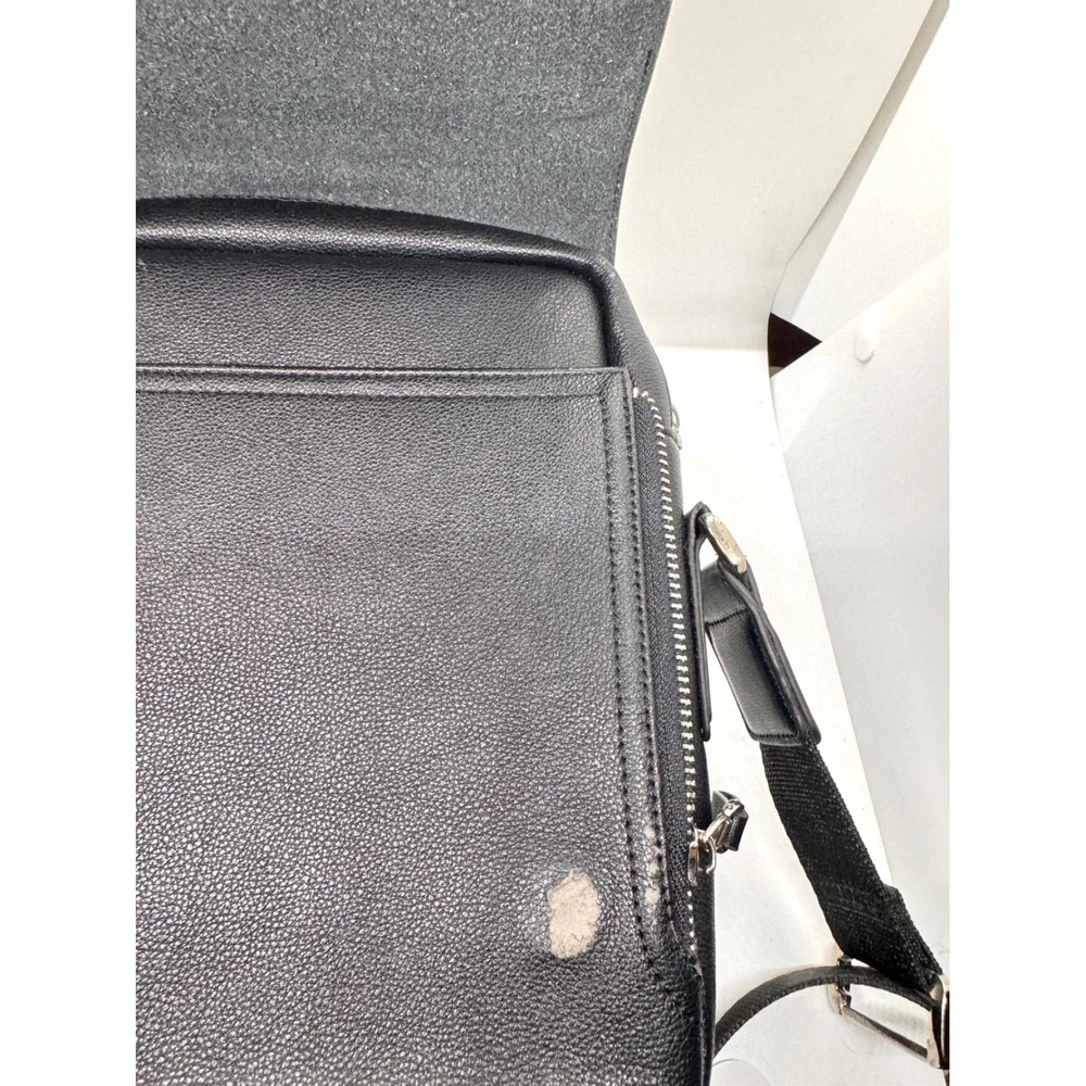 Set of 2 Faux Leather Crossbody Messenger Bags Black Brown Travel Satchel‎